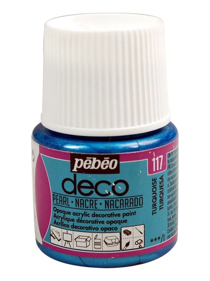 Peinture acrylique opaque nacrée   Bleu turquoise   45 ml   N/A