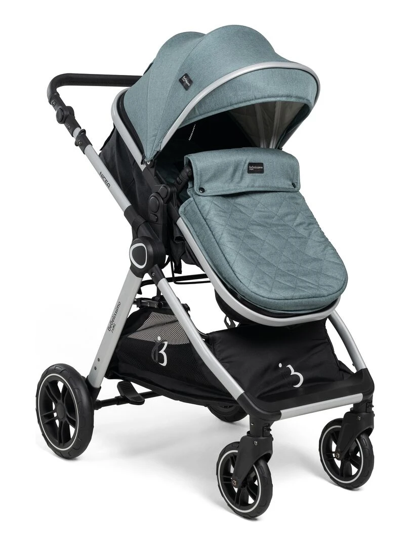 BEBELISSIMO   Poussette combinée trio 3 en 1   siège auto 0m   jusqu’à 22kg – Nicea   vert   Vert