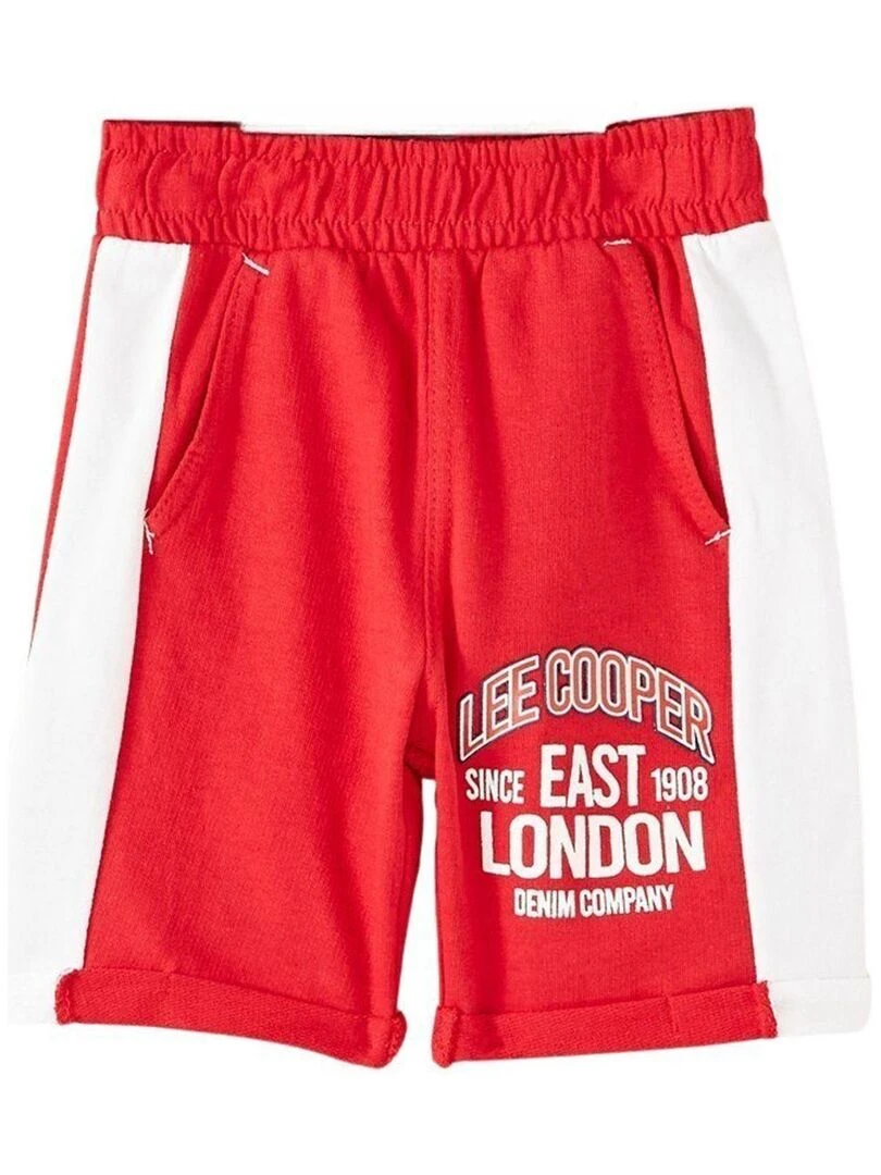 Lee Cooper Bermuda garçon imprimé logo en coton Rouge