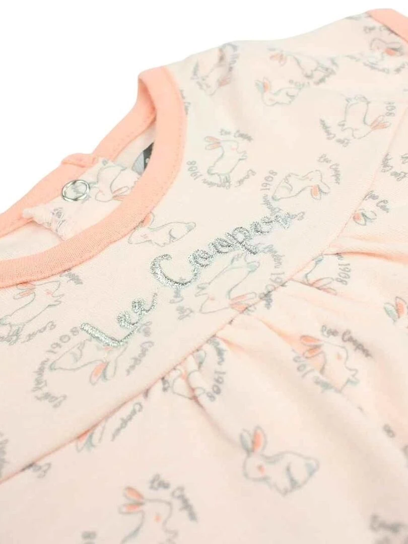 Lee Cooper   Combishort bébé fille imprimé logo en coton   Rose