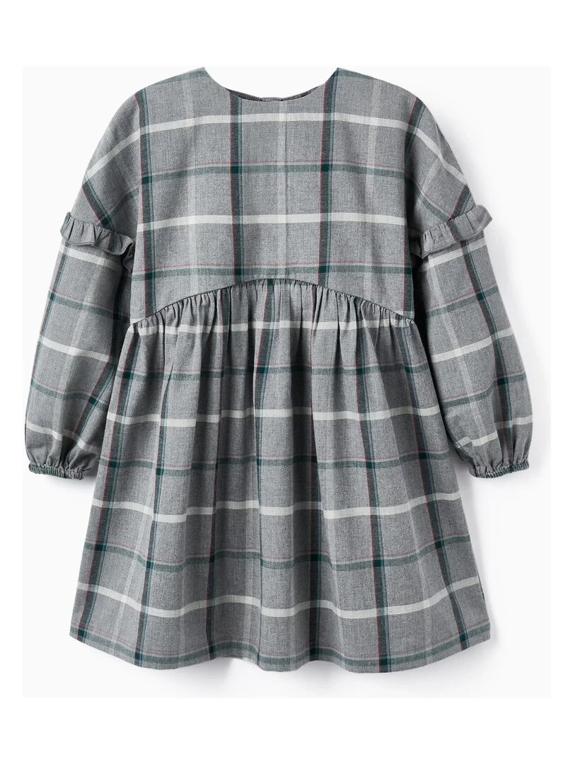 Robe à Manches Longues à Carreaux pour Fille manches longues ROYALS OFF DUTY Gris clair