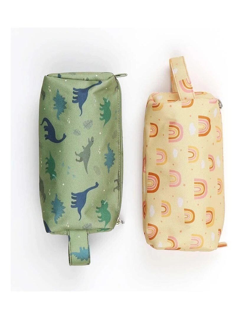 Trousse scolaire dinosaures   Vert
