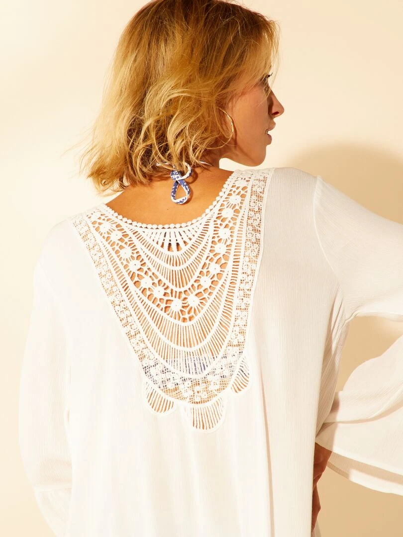 Robe de plage esprit kimono   blanc