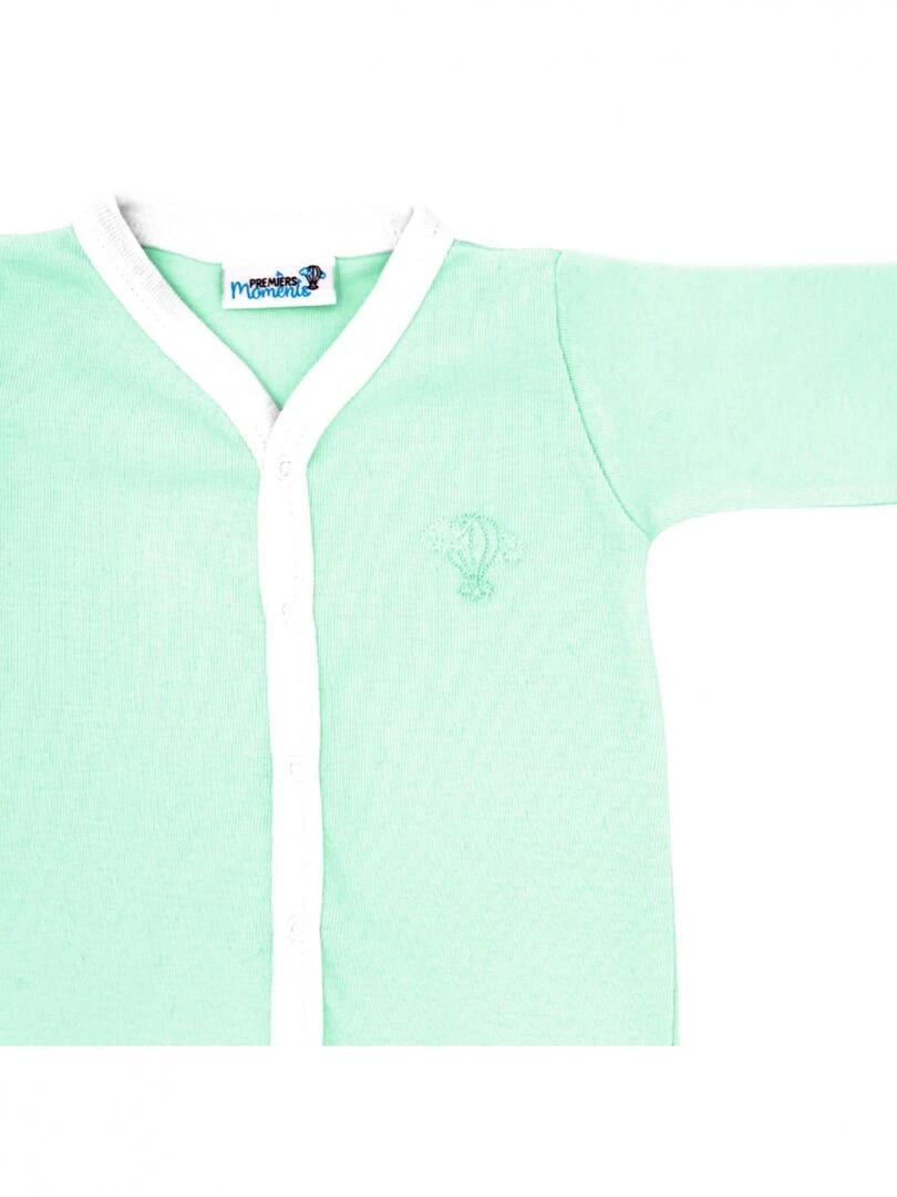 Pyjama été léger   100% coton biologique   1 à 6 mois   Vert d'eau