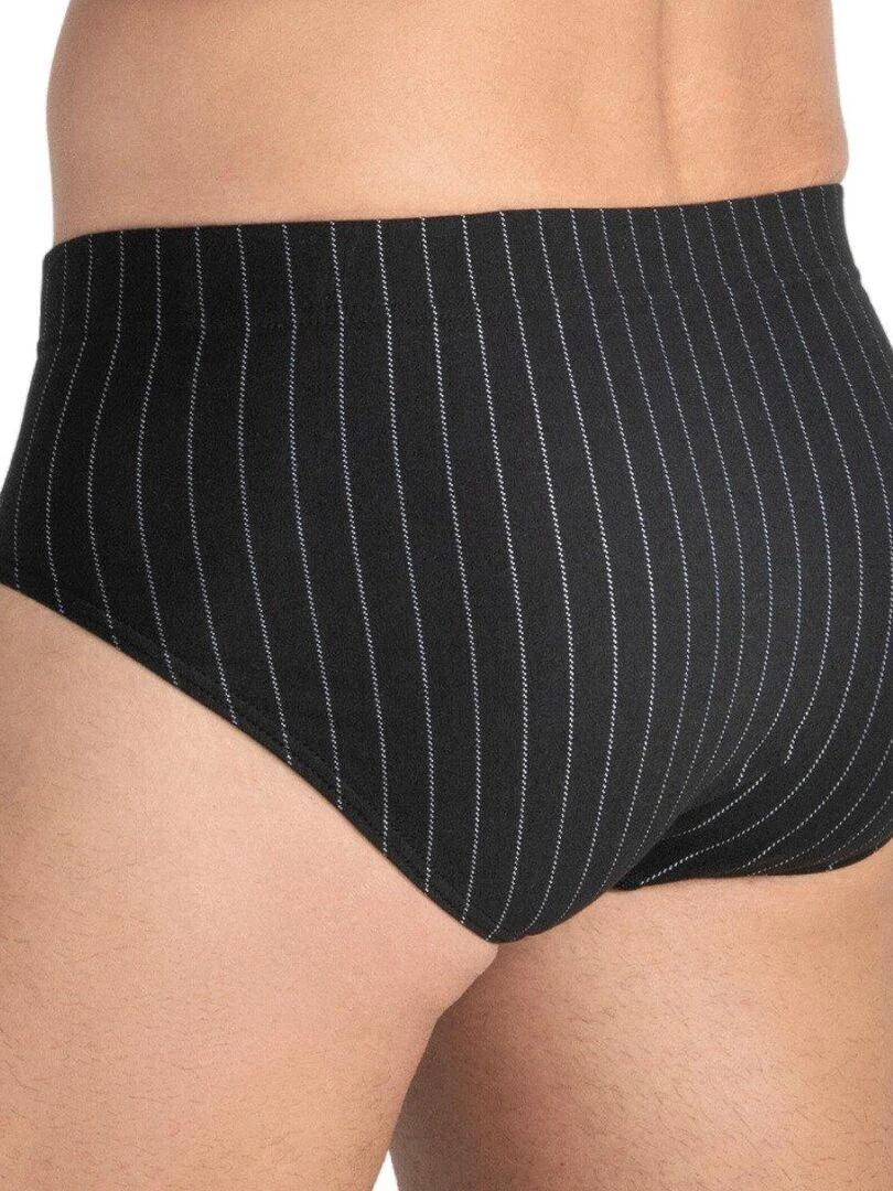 Pack de 2 slips en coton et modal à rayures et uni Katsuo   Noir