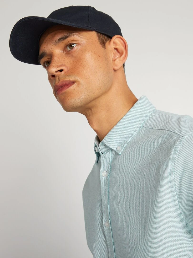 Chemise à coupe droite et à rayures   Vert/blanc