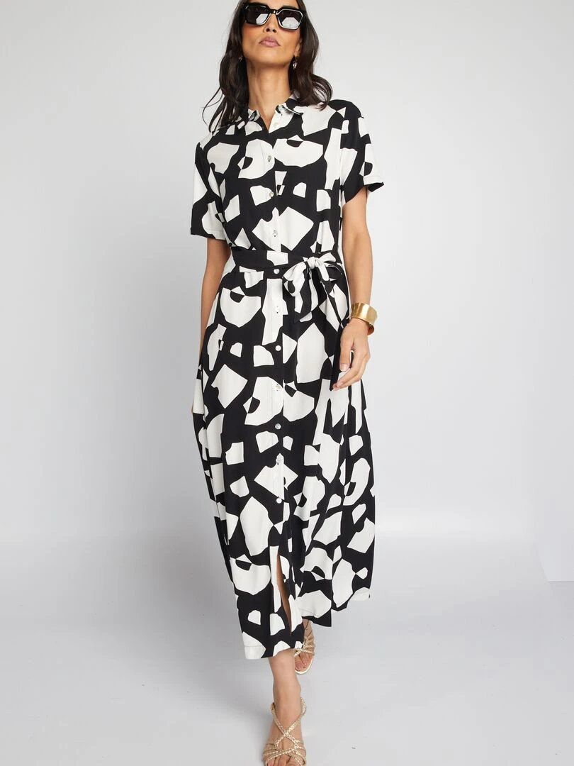 Robe chemise en popeline   Noir