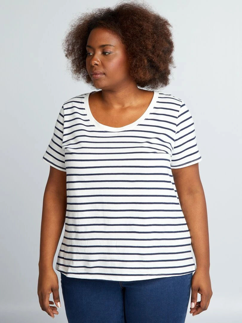 Tee shirt en coton avec imprimé   Marinière