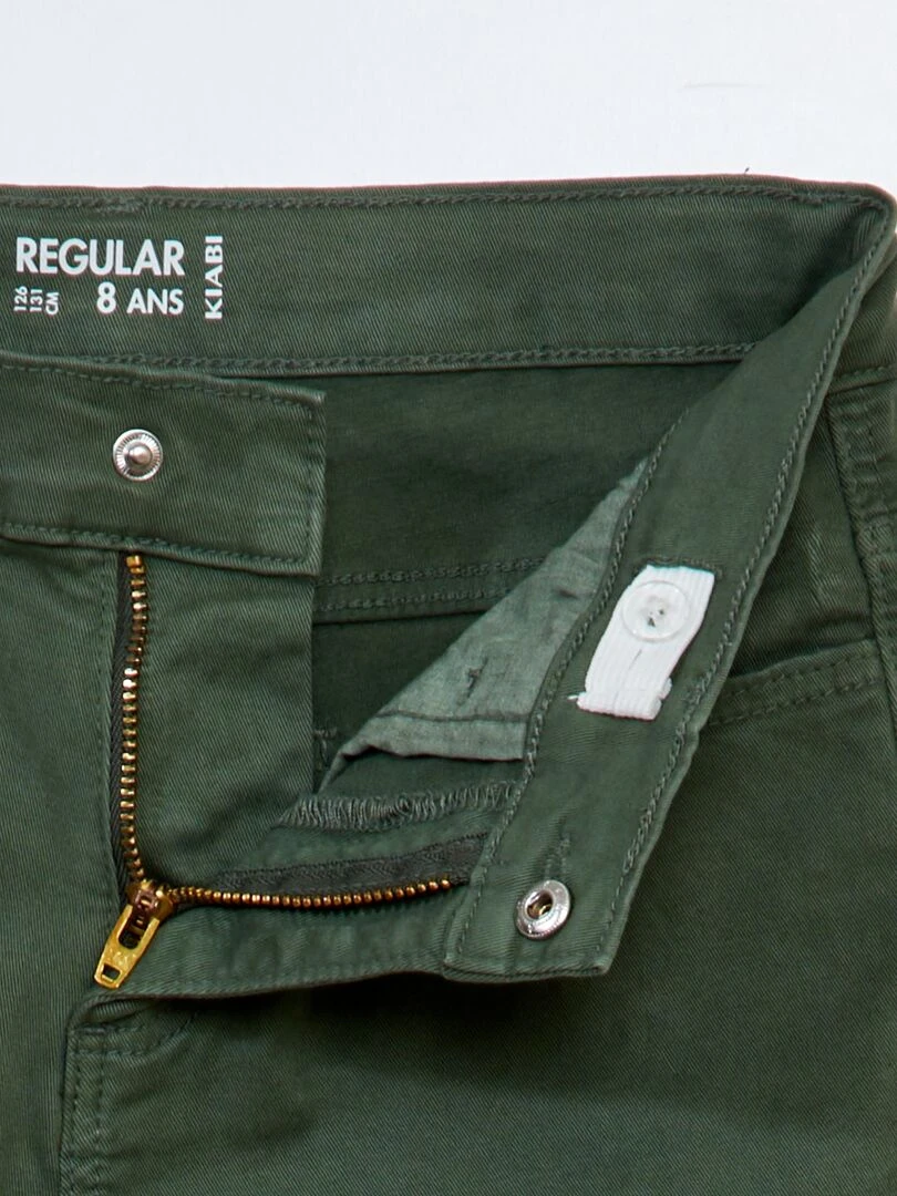 Pantalon regular en twill   Vert