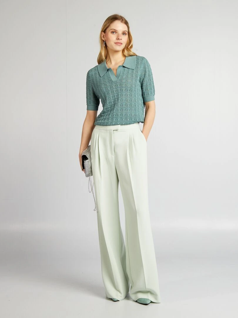 Pull en maille crochet Vert