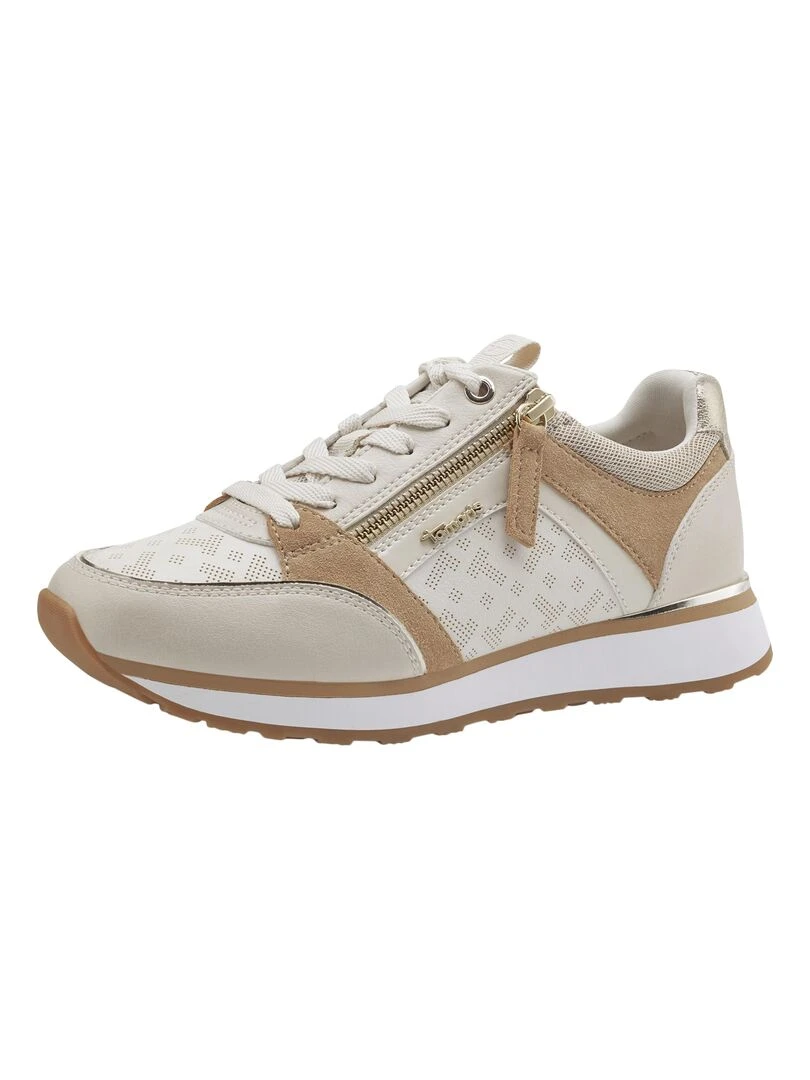 Basket Cuir Plate Tamaris   Blanc
