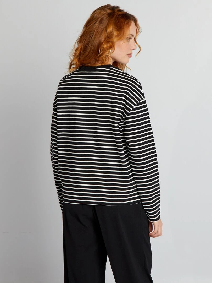 T shirt marinière en jersey   NOIR