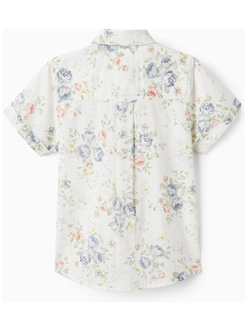 Chemise Florale En Coton Pour Garçon 'B&S' manches courtes BROTHERS&SISTERS Beige clair