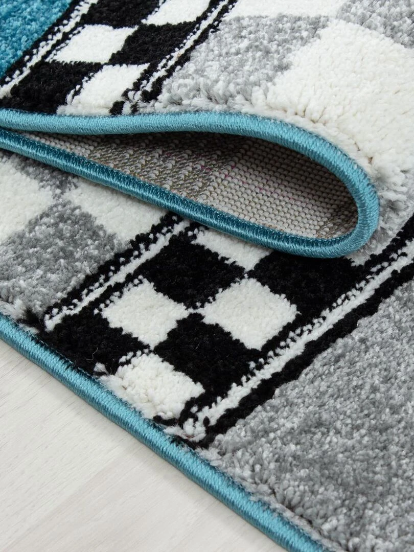 Tapis enfant KID'S RACE en polypropylène doux et soyeux OEKO TEX®   Bleu