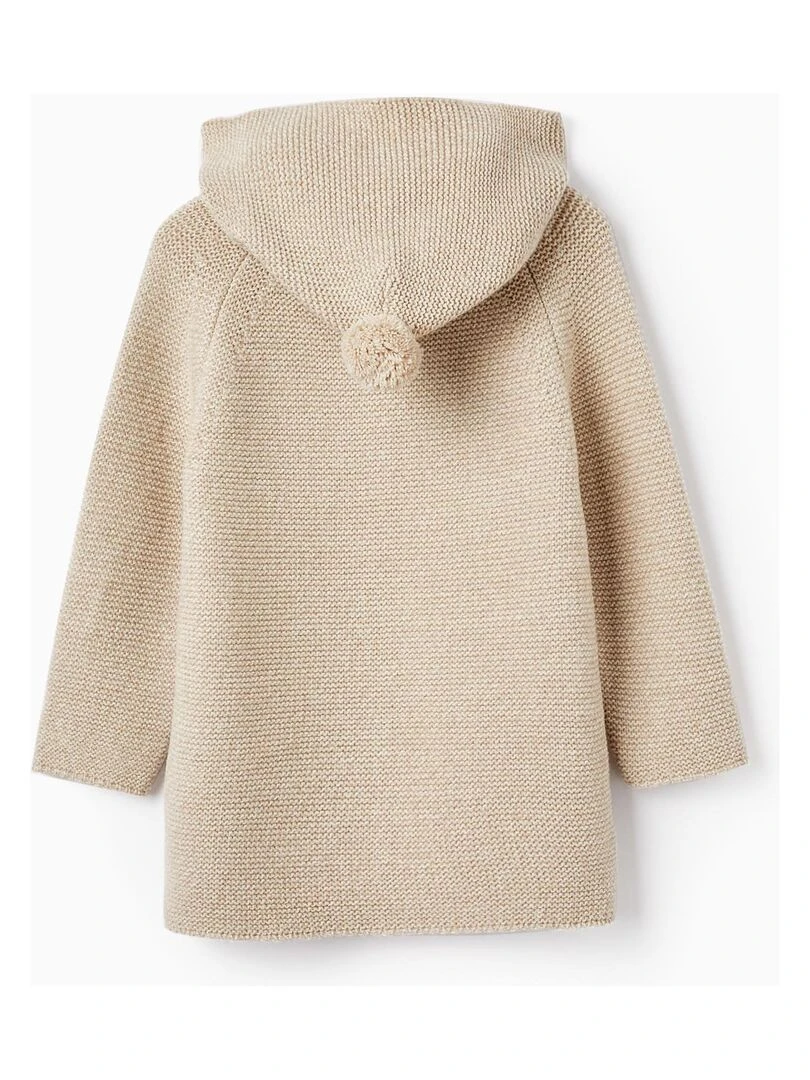 Manteau en Maille avec Capuche et Pompon pour Fille SPRING BEGINS Beige clair