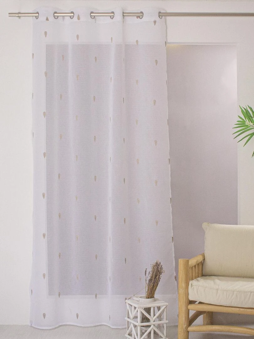 Voilage sablé brodé Telline Beige