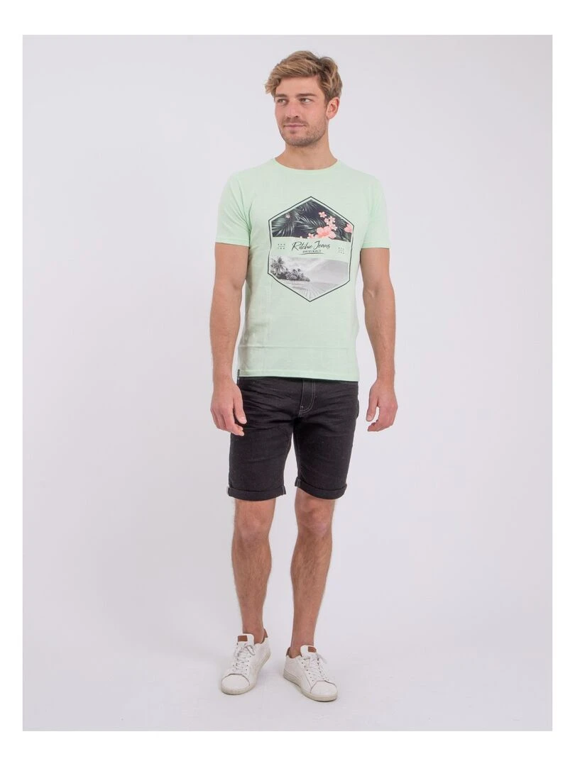 T shirt manches courtes col rond pur coton NUMADOC   Vert