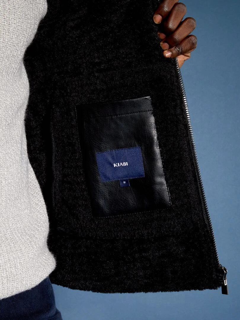 Blouson aviateur en suedine   Noir