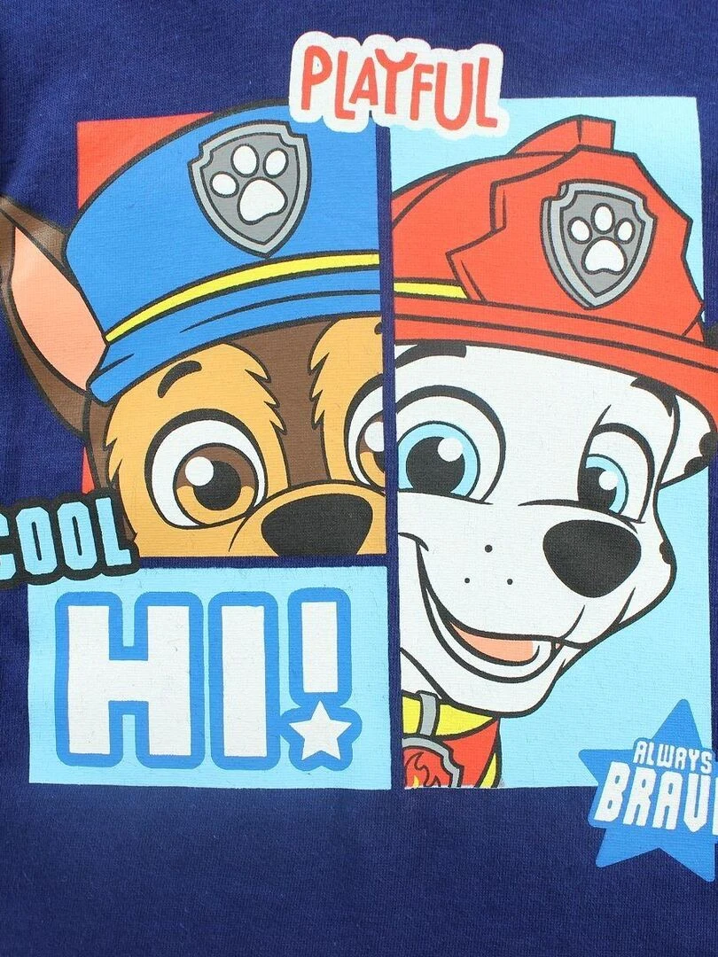 La Pat' Patrouille   T shirt garçon imprimé La Pat' Patrouille en coton   Bleu marine