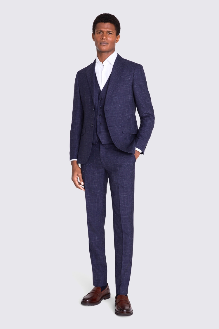 Ted Baker Tailored Fit Navy Check Jacket    Buy Online at Moss