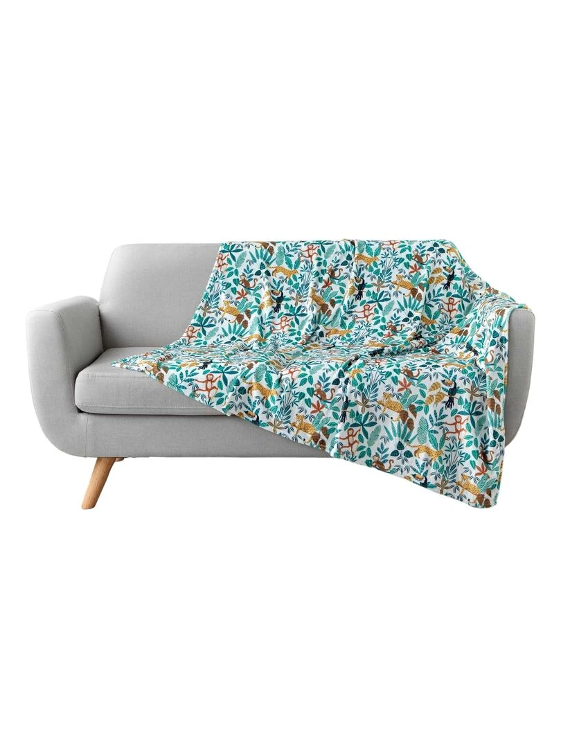 Plaid flanelle 125 x 150 cm Animaux de la jungle Vert