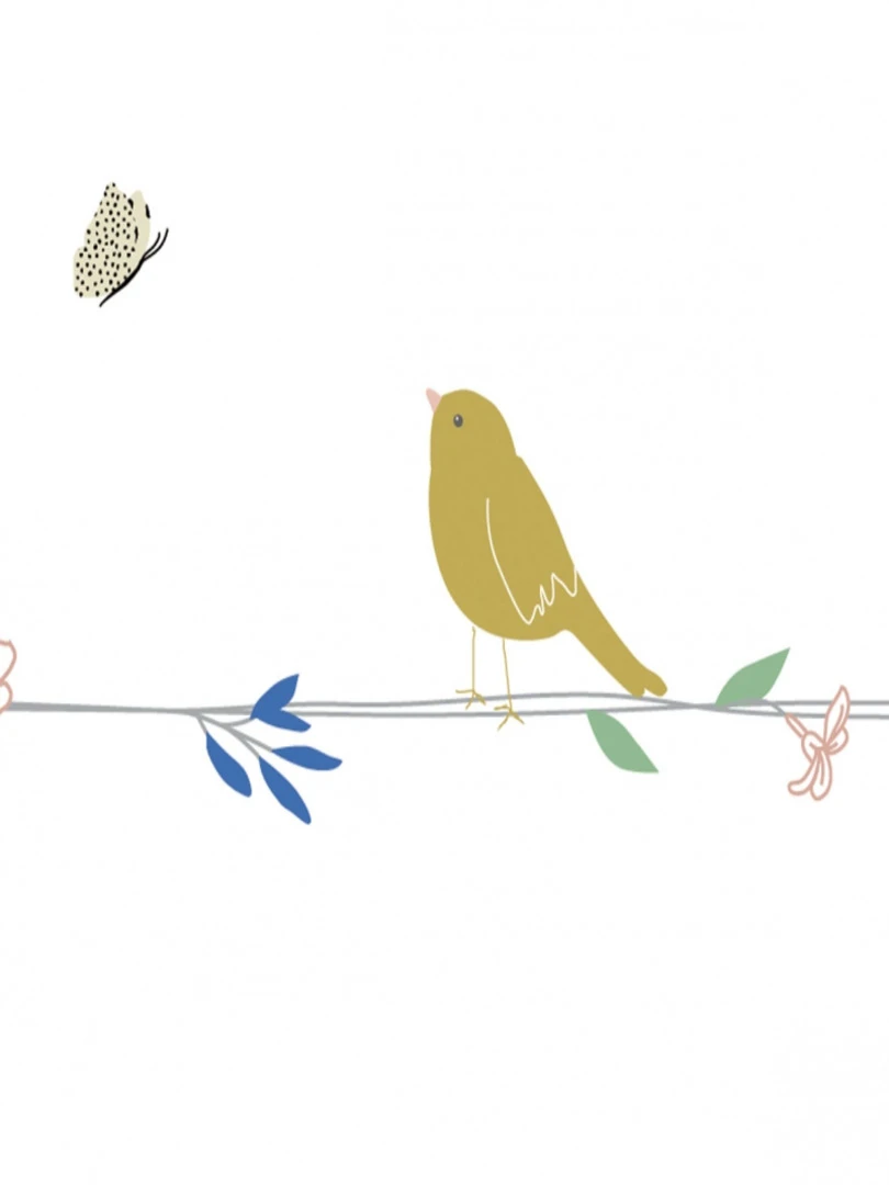 Frise adhésive Fleurs et Oiseaux (5 mètres) Rose