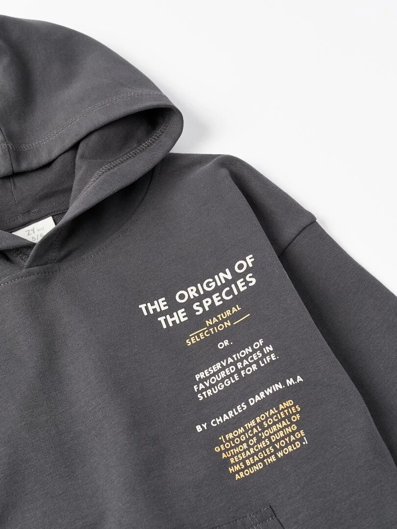 Sweat en Coton pour Garçon 'Species'   GREAT GOALS GREAT WORLD   Gris foncé