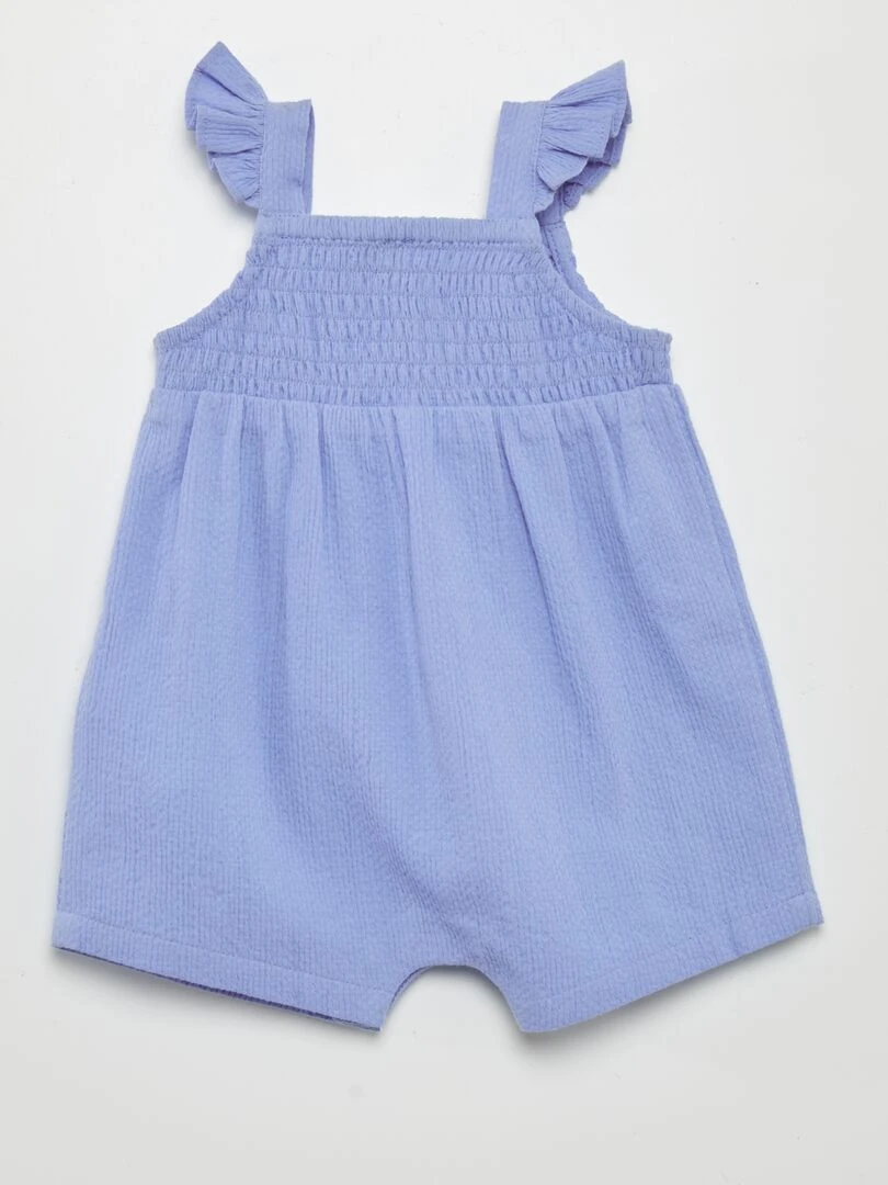 Combi short en maille gaufrée Bleu