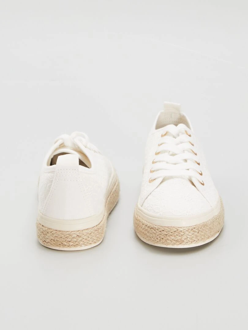 Baskets brodées à corde   Blanc cassé