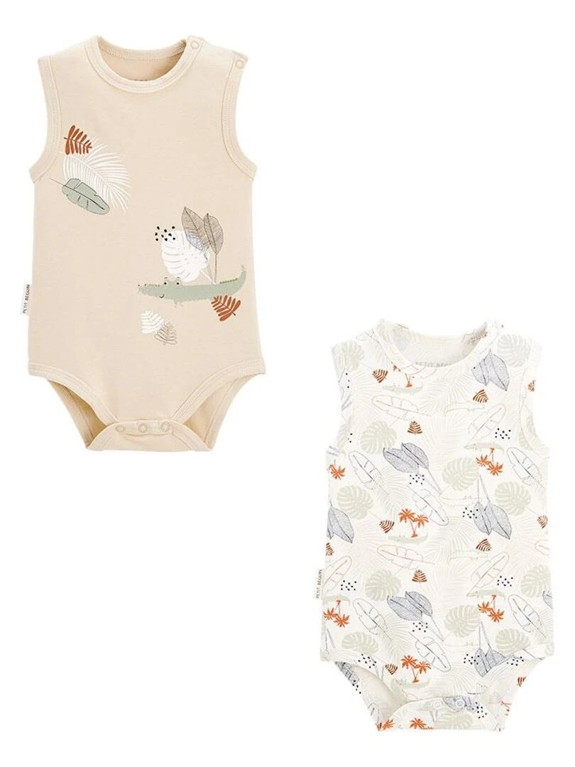 Lot de 2 bodies bébé sans manches Sian Ecru