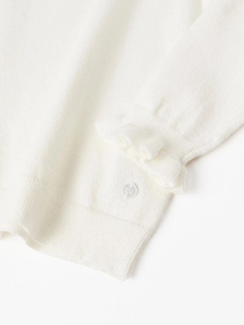 Pull en Maille avec Volants pour Bébé Fille  ROYALS OFF DUTY   Blanc