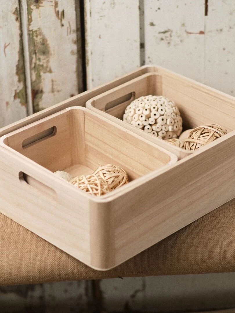 Lot de 3 caisses 'INDIES' 'TODAY' Beige