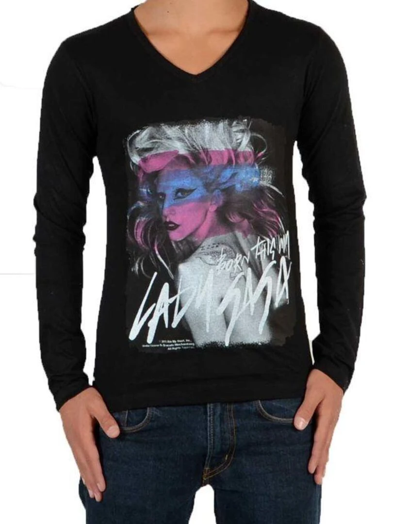 Tee Shirt Little Eleven Paris Gaga LS Mixte Garçon Fille Lady Gaga Noir Noir