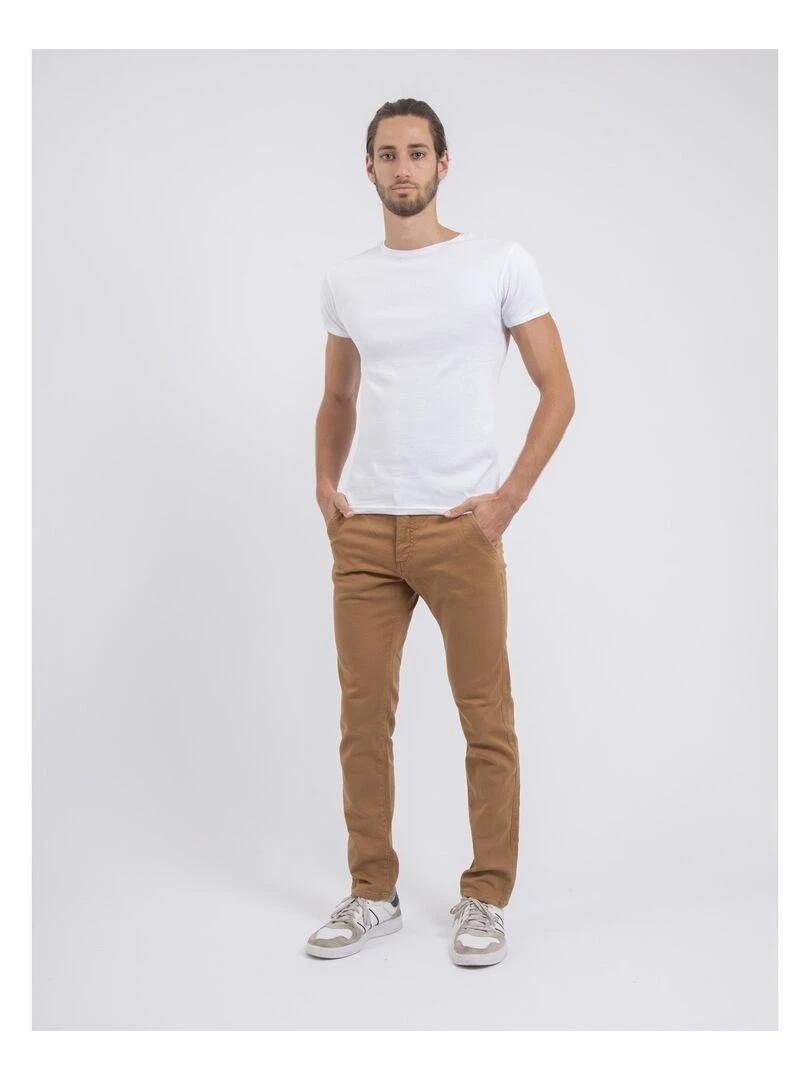 Pantalon chino coupe ajustée VALBACOL   Marron glacé