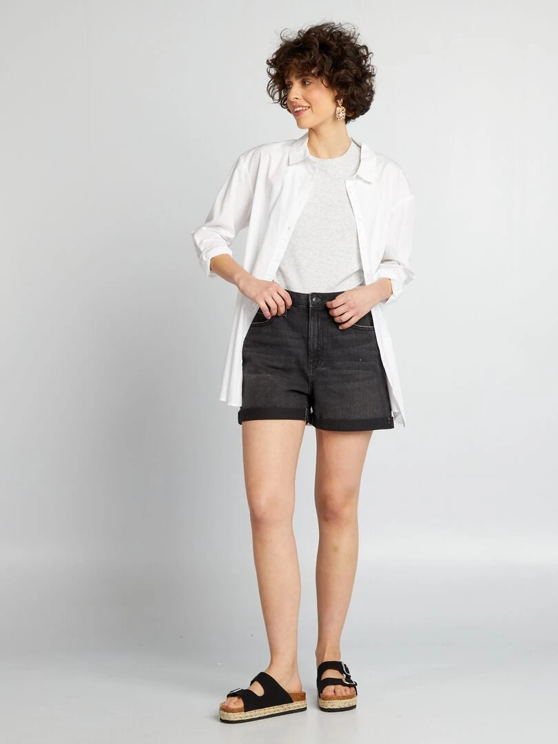 Short en jean Noir