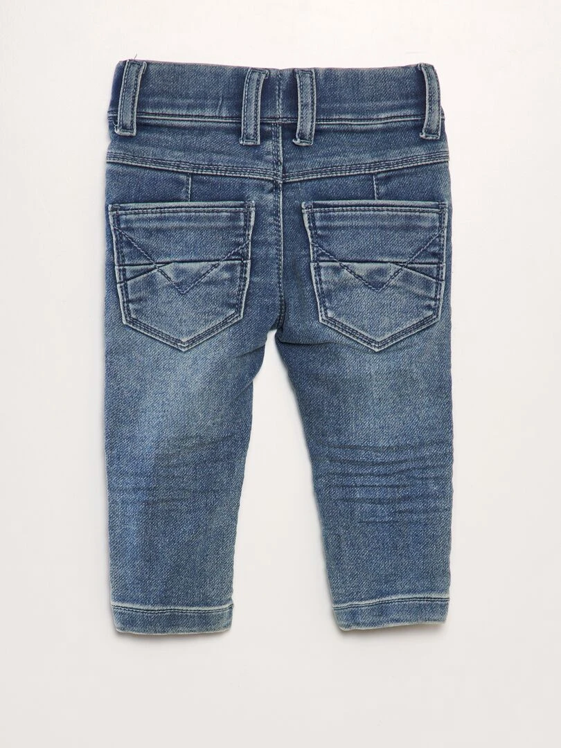 Pantalon denim à taille élastique bleu