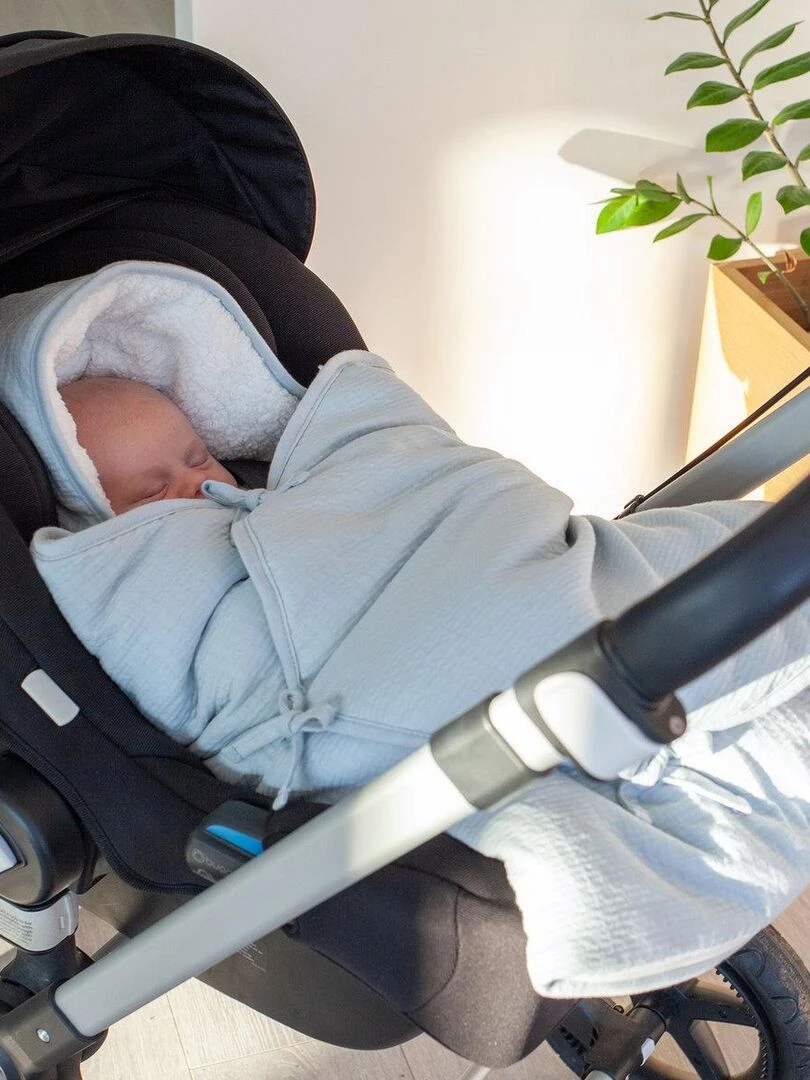 Bemini Nid d'ange doublé Pady tetra jersey et teddy   Bleu clair