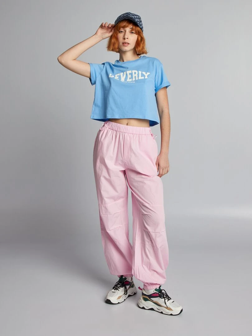Crop top en jersey   Bleu