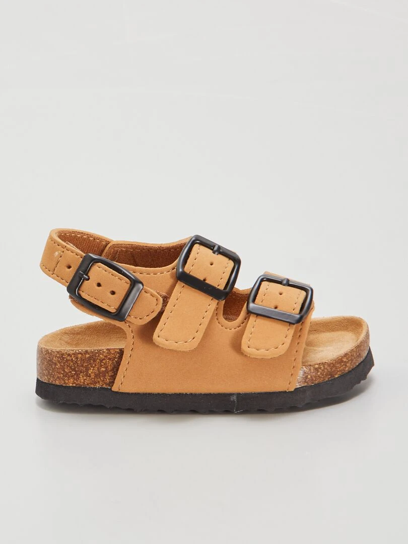 Sandales avec brides à scratch à la cheville Marron