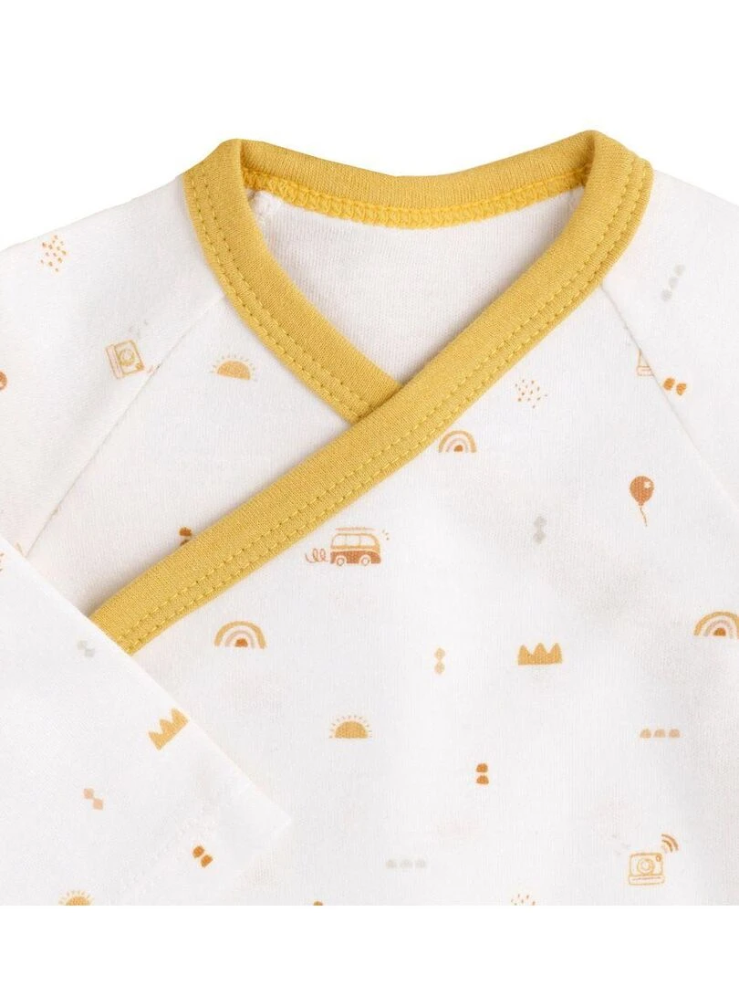 Bodies bébé en coton à manches longues lot de 3   SAUTHON   Blanc Jaune