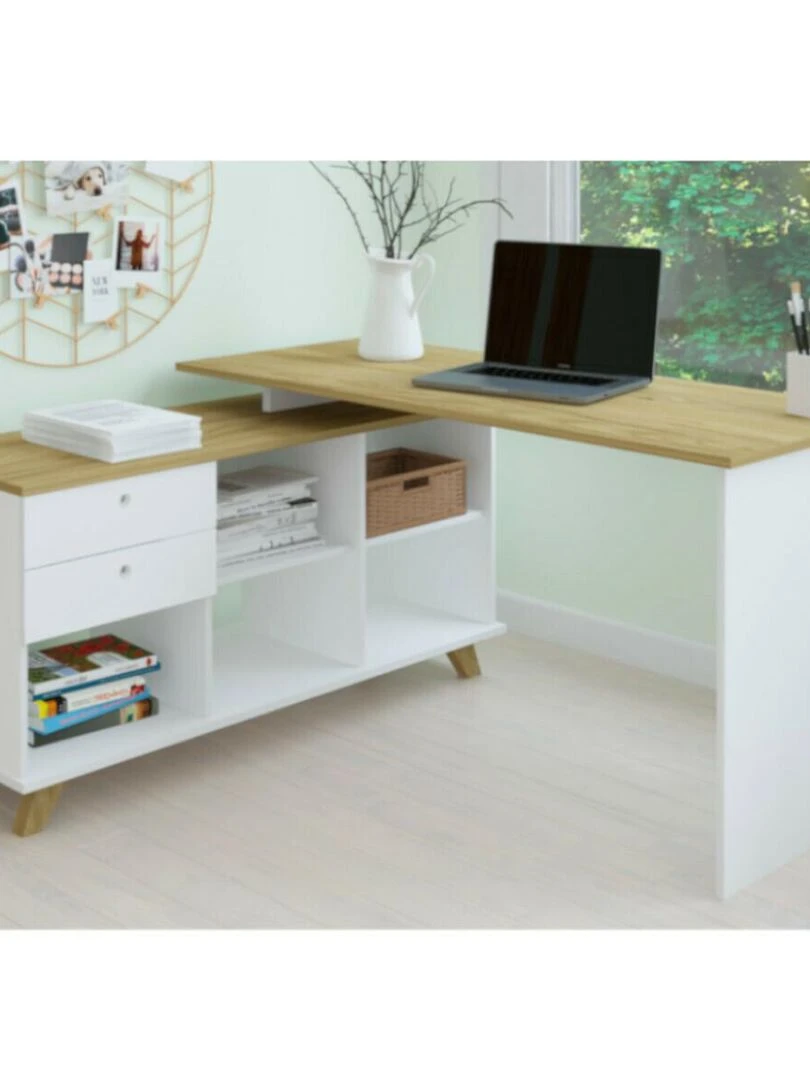 Bureau d'angle Marcus AKITEN RETAIL Blanc Marron