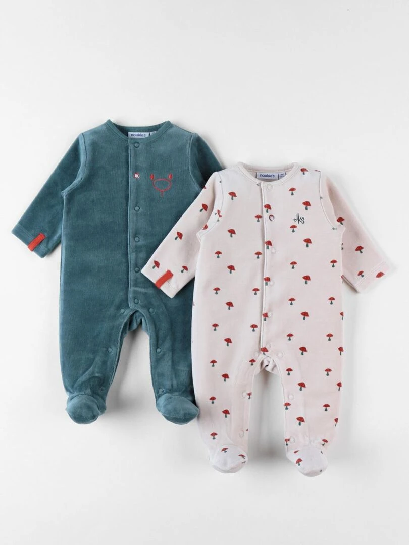 Set de 2 pyjamas 1 pièce clair/vert forêt Noukie's Beige