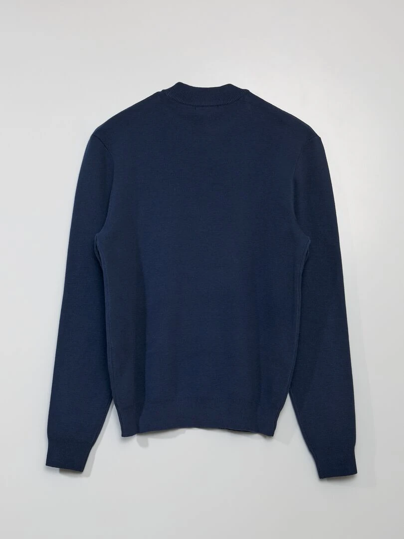 Pull uni col montant Bleu