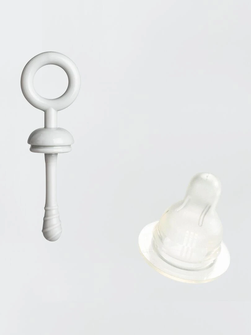 Goupillon et brosse tétine en picots   blanc