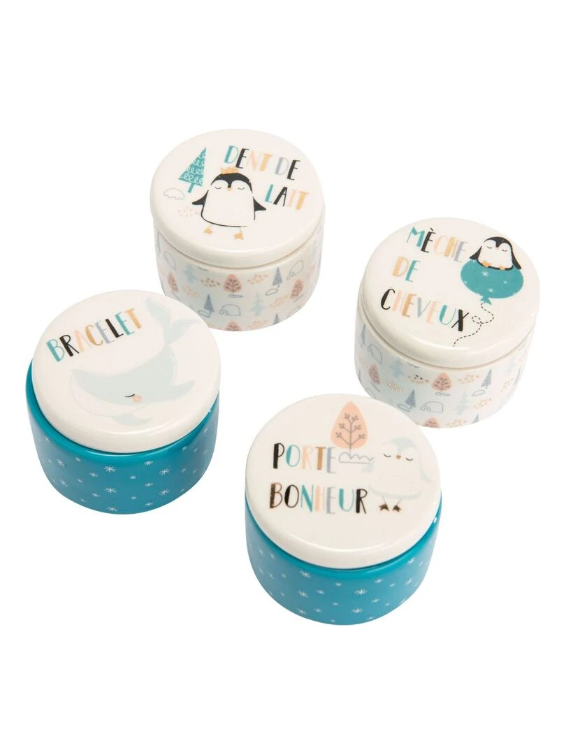 Lot de 4 boîtes à souvenirs bébé Victor Bleu