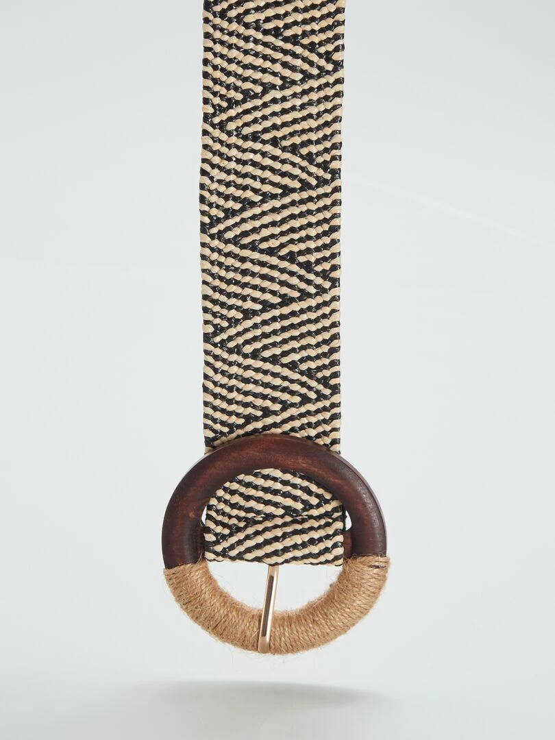 Ceinture en paille bicolore Noir