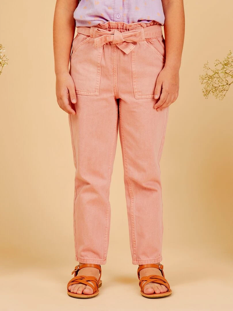 Jean mom à taille ceinturée Rose