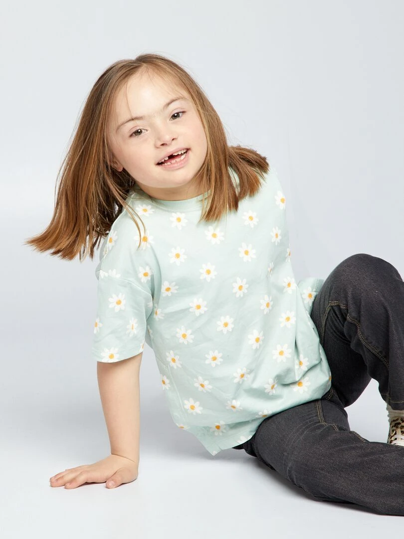 T shirt fleuri So Easy Bleu