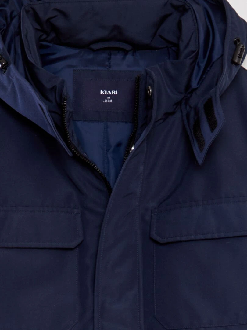 Parka courte déperlante à capuche   Marine