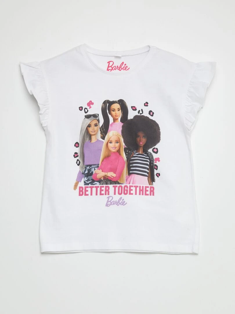 Pyjama short + t shirt 'Barbie'   2 pièces   Blanc/rose